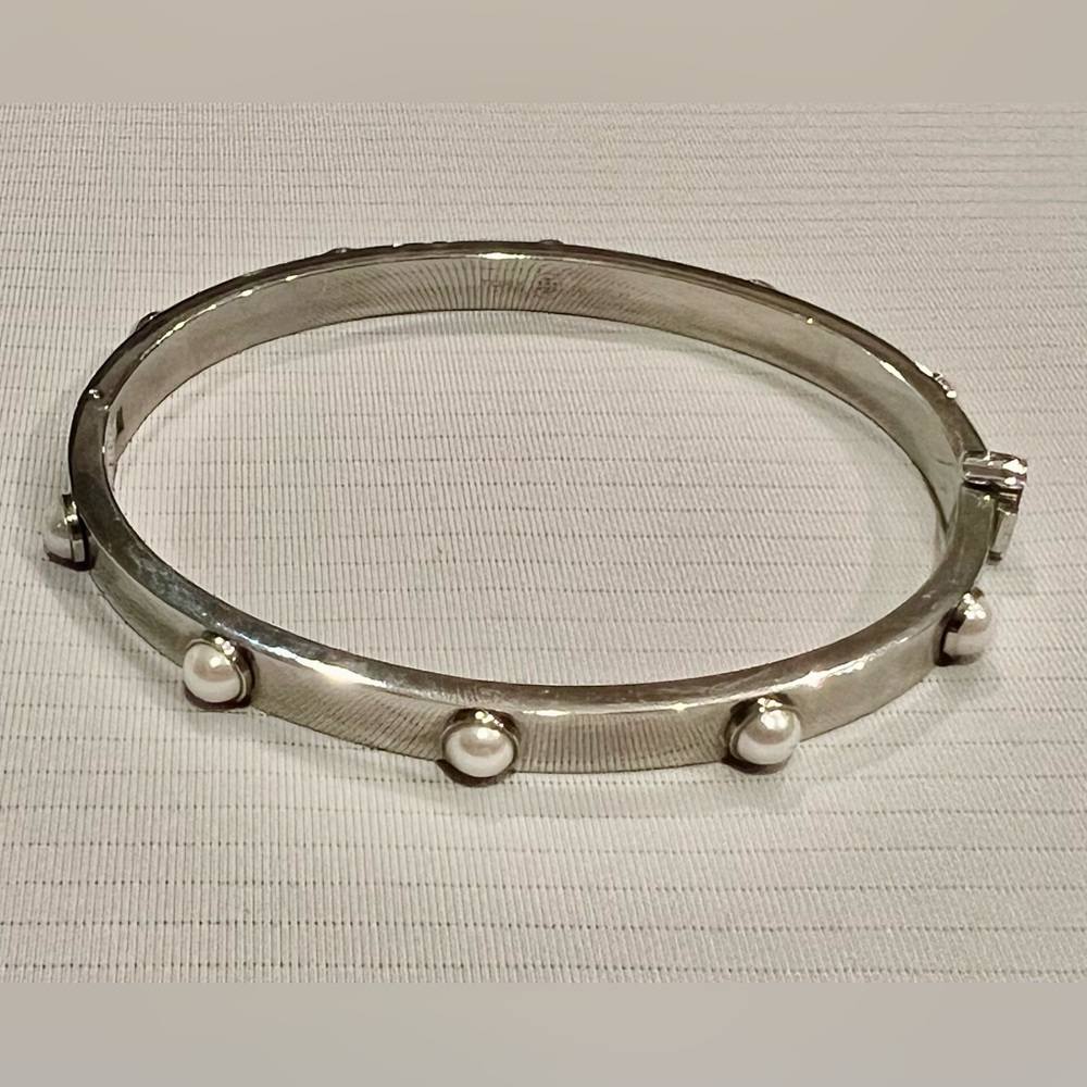 Tory Burch Silver Pearl Hinged bracelet